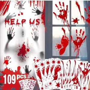 109 PCS Halloween Window Clings, floor clings